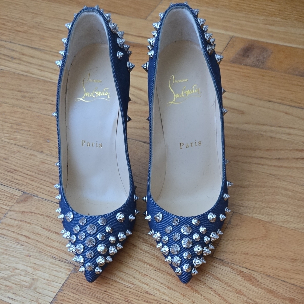 Christian Louboutin Blue Spiked Heels